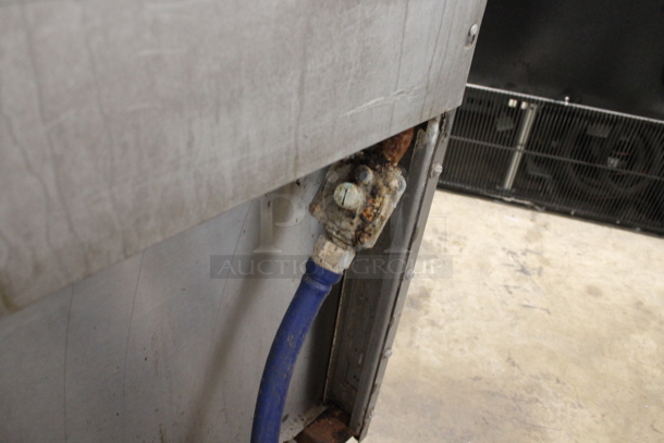 Stainless Steel Commercial Countertop Natural Gas Powered 2 Burner Charbroiler Grill and Flat Top Griddle Station w/ 2 Tier Over Shelf on Commercial Casters. - Image 3 of 11