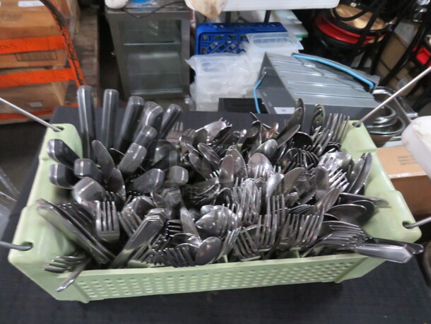 One Dishwasher Flatware Rack Full Of Assorted Flatware. - Image 2 of 2