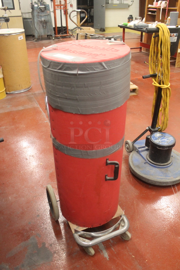 Red Poly Bucket on Metal Furniture Dolly. - Image 2 of 5