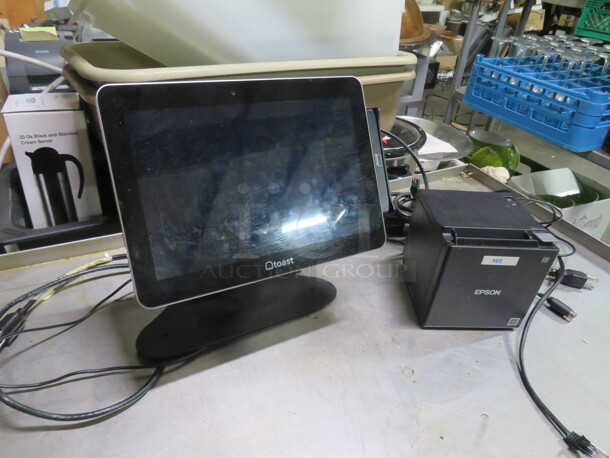 One Toast POS System On A Stand With Thermal Printer.  - Image 1 of 1