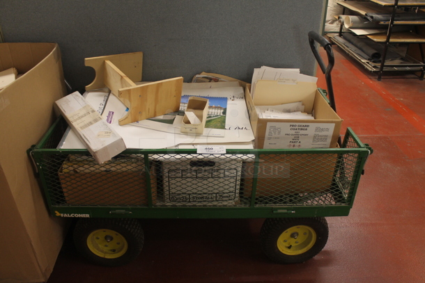 Falconer Green Metal Mesh Wagon w/ Contents on Casters. - Image 1 of 4