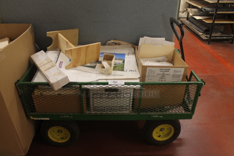 Falconer Green Metal Mesh Wagon w/ Contents on Casters.