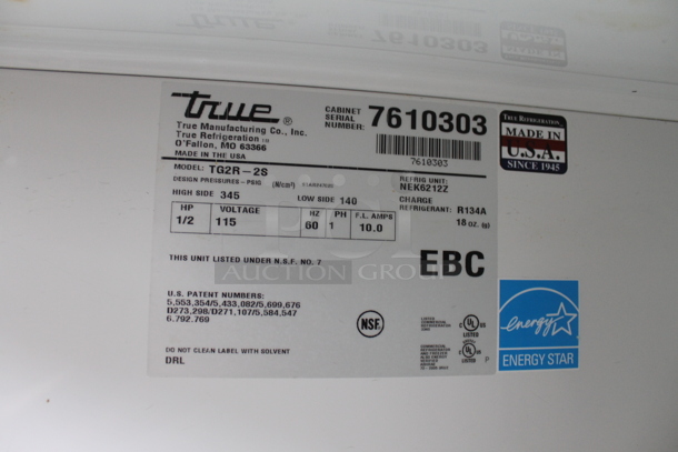 2013 True TG2R-2S ENERGY STAR Stainless Steel Commercial 2 Door Reach In Cooler w/ Poly Coated Racks on Commercial Casters. 115 Volts, 1 Phase. Tested and Working! - Image 9 of 11