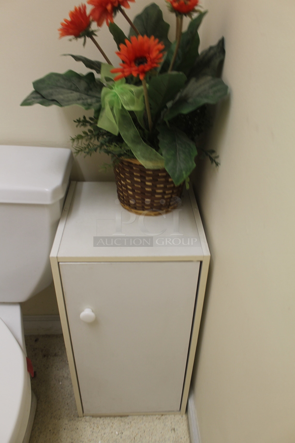 ALL ONE MONEY! ROOM LOT of Various Items Including Mirror, 2 White Cabinets and Fake Plant. Does Not Include Toilet or Sink. BUYER MUST REMOVE. - Image 4 of 7