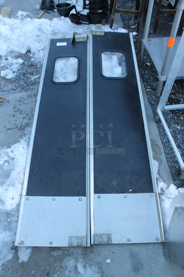 2 Eliason Metal Commercial Swinging Kitchen Doors w/ Hardware. 2 Times Your Bid! - Image 1 of 4