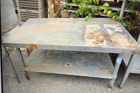 One Stainless Steel Table With Under Shelf. 48X29.5X24