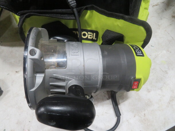 One Ryobi Fixed Base Router, With Carry Bag. #R163G. 120 Volt.  - Image 1 of 4