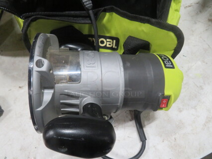 One Ryobi Fixed Base Router, With Carry Bag. #R163G. 120 Volt. 