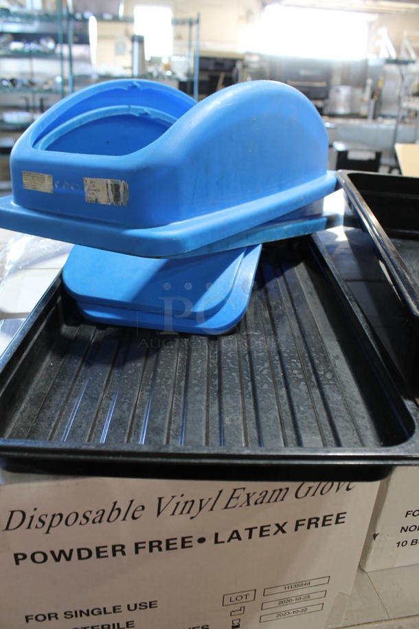 ALL ONE MONEY! Lot of Various Items Including Poly Drop In Bins and Blue Trash Can Lids - Image 2 of 4