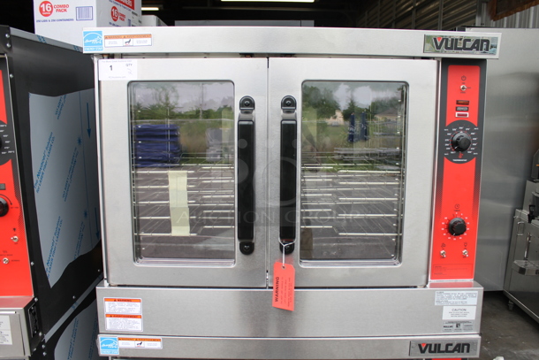 2 BRAND NEW SCRATCH AND DENT! Vulcan VC4GD-11D150K ENERGY STAR Stainless Steel Commercial Natural Gas Powered Full Size Convection Oven w/ View Through Doors, Metal Oven Racks and Thermostatic Controls. 2 Times Your Bid!
 - Image 2 of 12