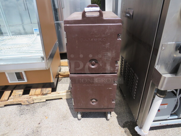 One Cambro Dual Door Food Transport On Casters. 16X24X46