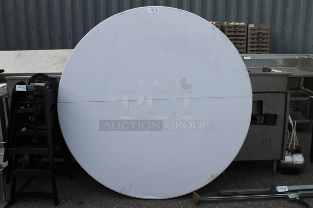BRAND NEW SCRATCH AND DENT! White Round Folding Table. - Image 1 of 2