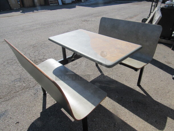 One Molded Booth/Table With Green/Brown Laminate Table And Green Single Seats. 46X62X36 - Image 3 of 4