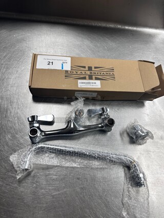 New! Royal Britania Commercial 12 inch Wall Mounted Swing Spout Swivel Faucet with 8 inch Centers