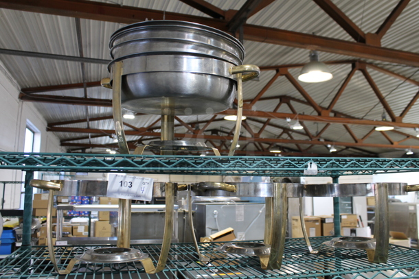4 Metal Round Chafing Dishes w/ 4 Drop Ins. 4 Times Your Bid! - Image 2 of 5