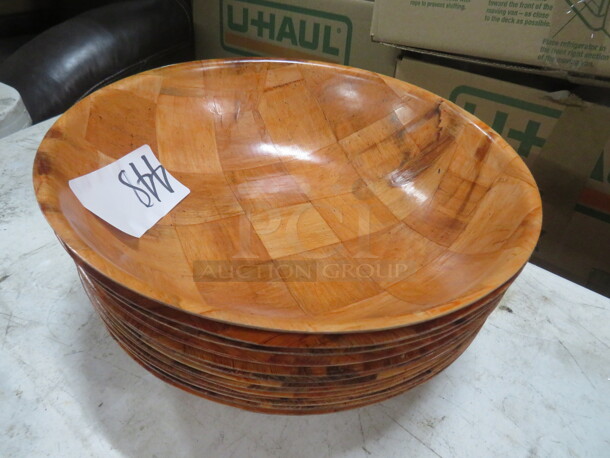 One Lot Of 12 NEW 12 Inch Supera Wooden Salad Bowls.  #SBWL-12