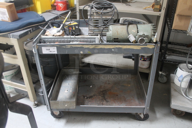 Gray Metal 2 Tier Cart on Commercial Casters. - Image 1 of 6