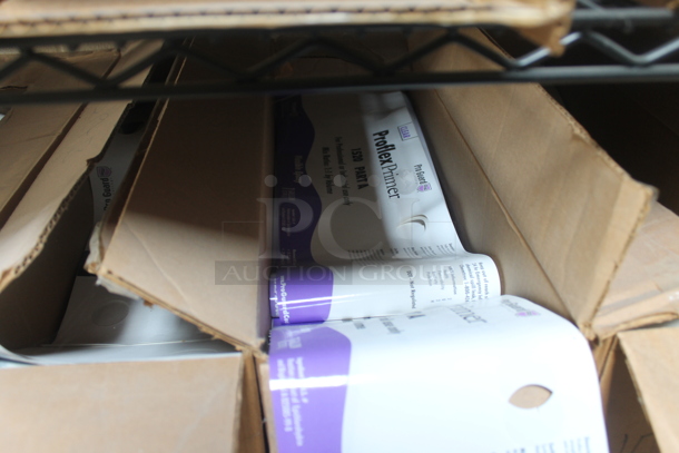 Black 4 Tier Wire Shelving Unit w/ Contents Including Labels on Commercial Casters. BUYER MUST REMOVE. - Image 4 of 7