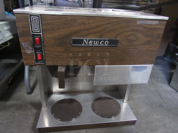 One Newco Coffee Brewer With Filter Basket. 120 Volt. Model# RC-2. 18.5X9.5X20.5