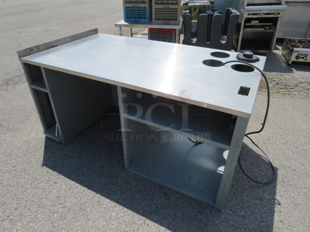 One Stainless Steel Drink Center With Under Storage And 4 Spring Loaded Cup Holders. 61X34X32 - Image 2 of 2