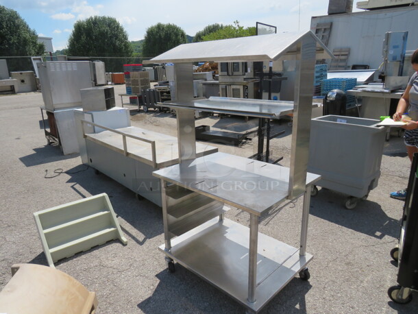 One Stainless Steel Table With SS Over Shelf, And SS Under Shelf, On Casters. 34X26X61.5 - Image 4 of 4