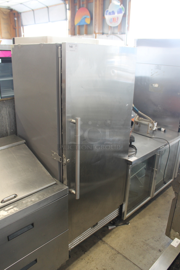 Electrolux KCBM180FQYB ENERGY STAR Stainless Steel Commercial Single Door Reach In Freezer on Commercial Casters. 115 Volts, 1 Phase. Tested and Working! - Image 1 of 5