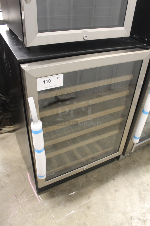 BRAND NEW SCRATCH AND DENT! Avanti WCR506SS Commercial Stainless Steel Glass Door Wine Cooler With Polycoated Shelves With Wood Trim. 115V. Tested And Working! - Item #1058056