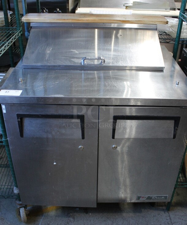 2018 True TSSU-36-08 Stainless Steel Commercial Sandwich Salad Prep Table Bain Marie Mega Top on Commercial Casters. 115 Volts, 1 Phase. Tested and Working!