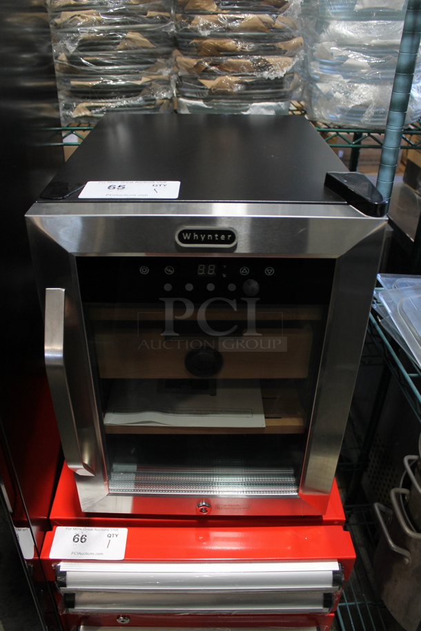 BRAND NEW SCRATCH AND DENT! Whynter CHC-123DS 1.2 cu. ft. Stainless Steel Digital Control and Display Cigar Humidor with Spanish Cedar Shelves. 115 Volt, 1 Phase. Tested and Working! - Image 1 of 5