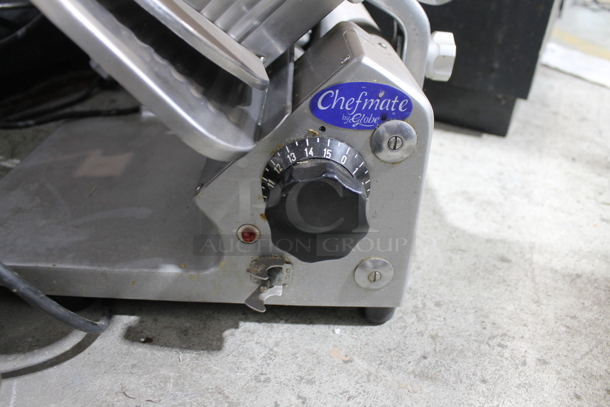 Globe Chefmate GC 512 Stainless Steel Commercial Countertop Automatic Meat Slicer. 115 Volts, 1 Phase. Cannot Test Due To Missing Power Cord - Image 4 of 5