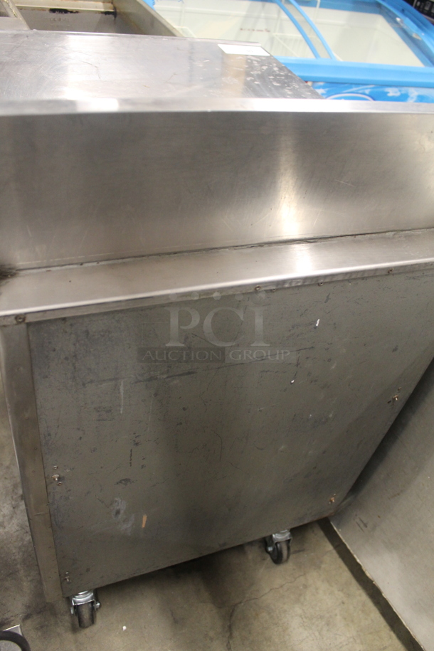 Stainless Steel Commercial Counter w/ 2 Drawers and Back Splash on Commercial Casters.  - Image 6 of 6