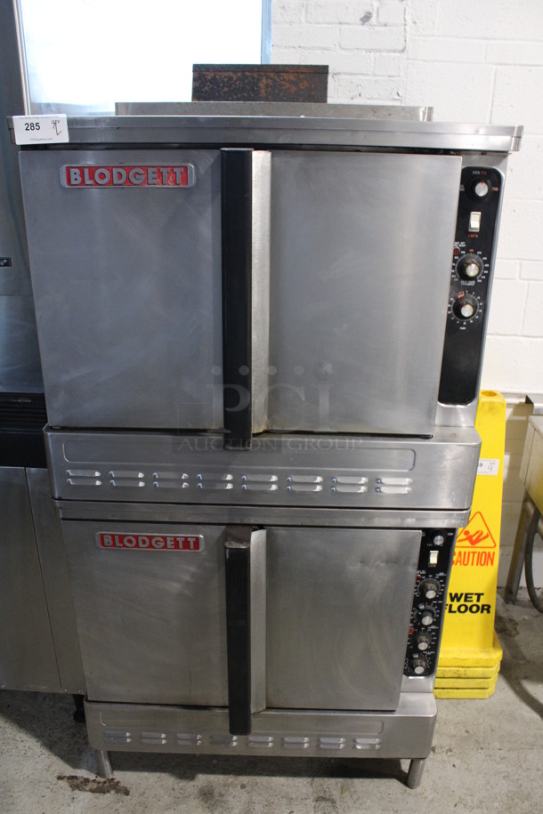 2 Blodgett Stainless Steel Commercial Natural Gas Powered Full Size Convection Ovens w/ Solid Door, Metal Oven Racks and Thermostatic Controls. 38x39x70. 2 Times Your Bid!