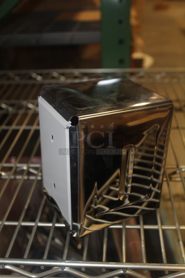 NEW IN BOX! 25 Stainless Steel Half Size Napkin Dispensers. 4x5x5.5. 25X Your Bid!  - Image 2 of 4