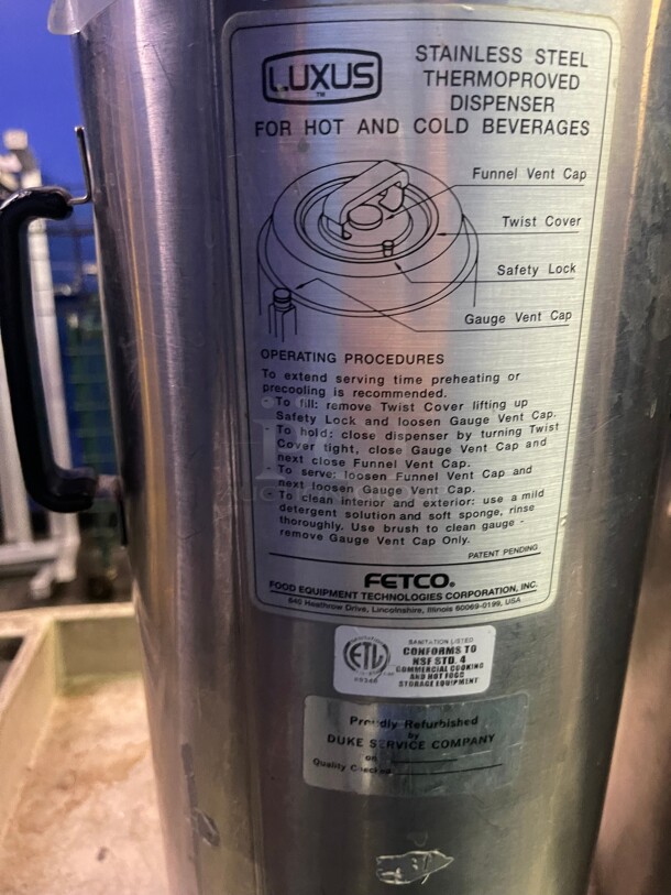 Clean! Fetco LUXUX Commercial Cooking and Hot Food Storage Equipment Great For Coffee Storage NSF 9x9x24 - Image 5 of 10