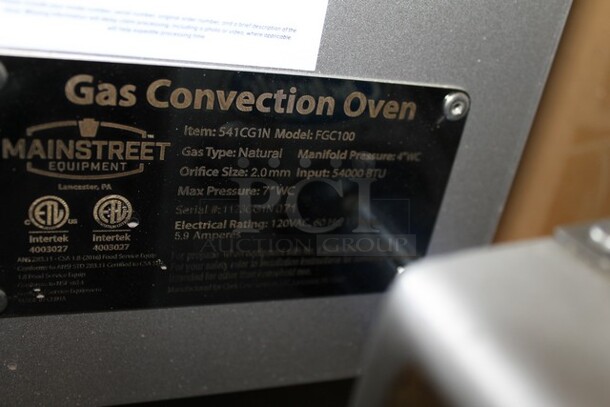 	BRAND NEW SCRATCH AND DENT! 2023 Mainstreet FGC100 Stainless Steel Commercial Natural Gas Powered Full Size Convection Oven w/ View Through Doors, Metal Oven Racks and Thermostatic Controls. No Legs. Comes w/ Gas Hose Kit! 54,000 BTU - Image 10 of 10