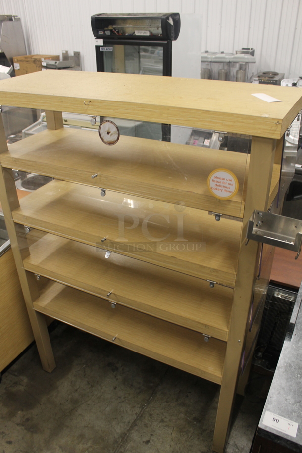 Wood Pattern 5 Tier Shelving Unit w/ Poly Doors. - Image 3 of 6