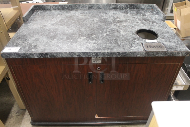 Wood Pattern Trash Can Shell w/ Trash Deposit Hole and 2 Doors. - Image 2 of 5