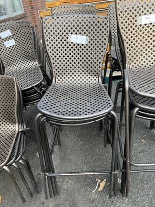4 Brown Metal Mesh Outdoor Bar Height Chairs. Stock Picture - Cosmetic Condition May Vary. 19x19x48. 4 Times Your Bid!