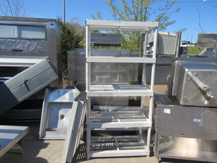 One Poly Shelving Unit With 7 Shelves. 2 Extra Shelves. 36X18X73