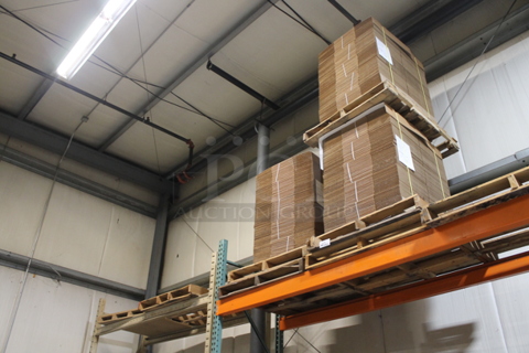 ALL ONE MONEY! THREE PALLET LOT of BRAND NEW Cardboard Boxes and Four Extra Pallets. BUYER MUST REMOVE.