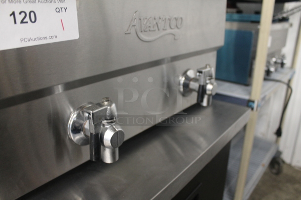 BRAND NEW SCRATCH AND DENT! Avantco 77F202 Stainless Steel Commercial Countertop Electric Powered 2 Well Fryer w/ 2 Metal Fry Baskets and 2 Lids. 208-240 Volts, 1 Phase. Tested and Working! - Image 7 of 8