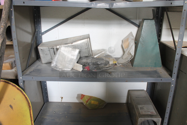 Gray Metal 5 Tier Shelving Unit w/ Contents Including Motor. BUYER MUST REMOVE. - Image 4 of 5