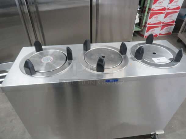 One Seco Stainless Steel 3 Well Plate Transport With 3-10 Inch Spring Loaded Plate Holders. Model# P7101 ME3. 47X17X41 - Image 3 of 5