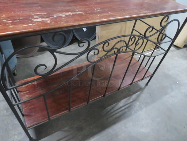 One Wooden/Metal Wine Bar With 2 Wooden Shelves And Wine Glass Racks. 60X22X70 - Image 5 of 6