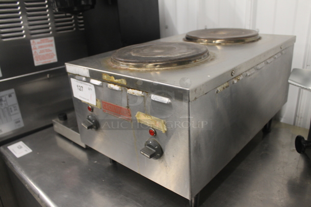Cecilware EL-24 SH Stainless Steel Commercial Countertop Electric Powered 2 Burner Hot Plate Range. 240 Volts, 1 Phase.  - Image 3 of 6