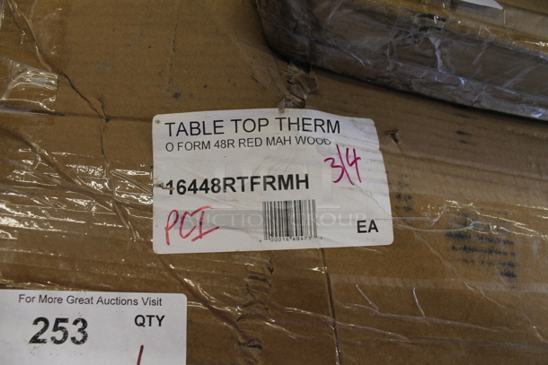 BRAND NEW SCRATCH AND DENT! Lancaster Table & Seating 16448RTFRMH 48" Round Thermo-Formed MDF Table Top with Red Mahogany Finish - Image 2 of 2