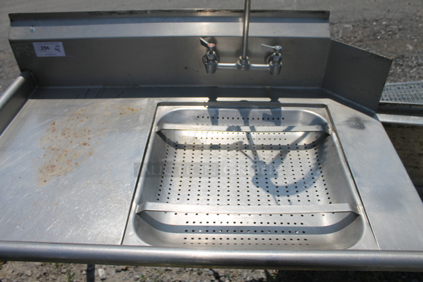 Commercial Stainless Steel One Bay Sink With Left Side Drain Board, Perforated Basket And Pre-Rinse Faucet On Galvanized Legs. - Image 2 of 7