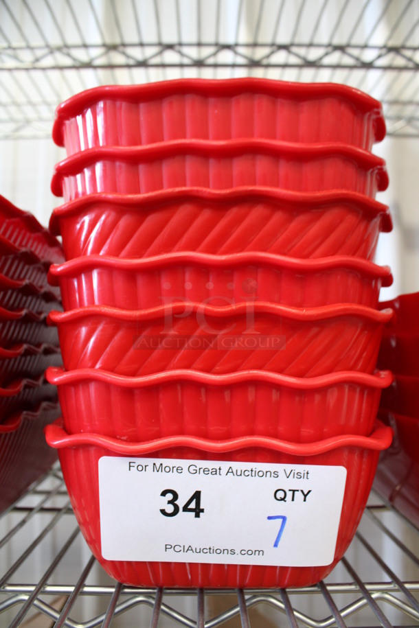 7 Red Poly Bowl Trays. 7x10.5x3.5. 7 Times Your Bid! - Image 3 of 4