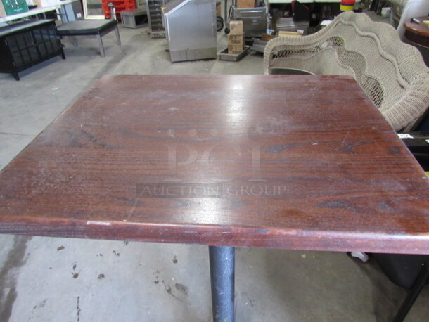 One Wooden Table Top On A Bar Height Pedestal Base.  30X24X42.5 - Image 2 of 2