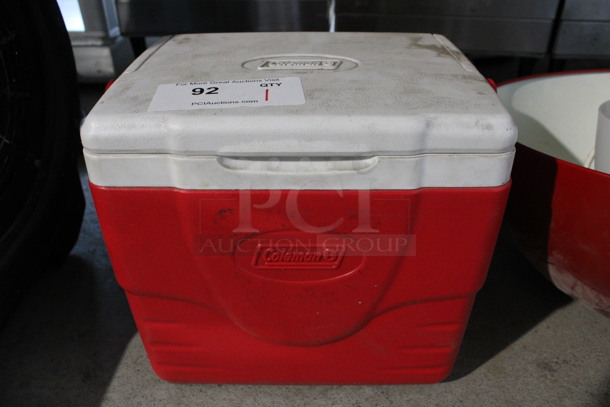 Coleman Red and White Poly Insulated Portable Cooler. 12x9x11